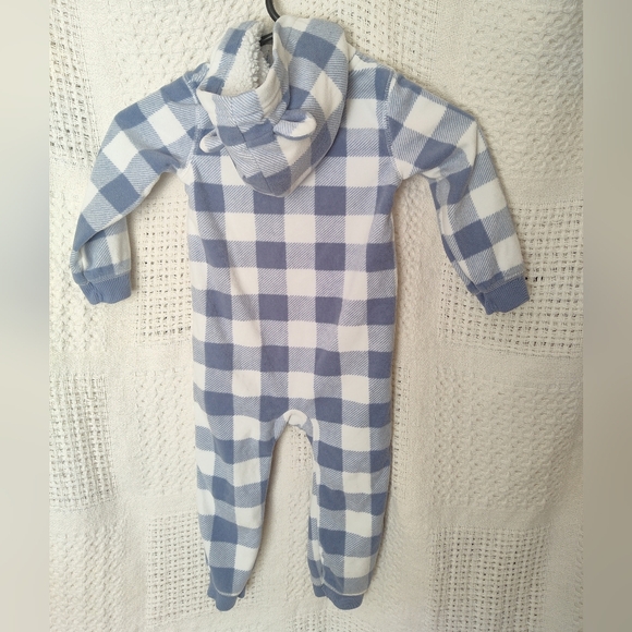 Carter's Little Explorer Hooded Cold Weather Suit Footless Pockets Plaid 24 Mo - Picture 2 of 9